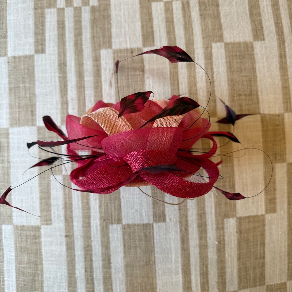 MEMSAHIB Katerina Magoulis Two-Tone Straw Fascinator Pink Kentucky Derby